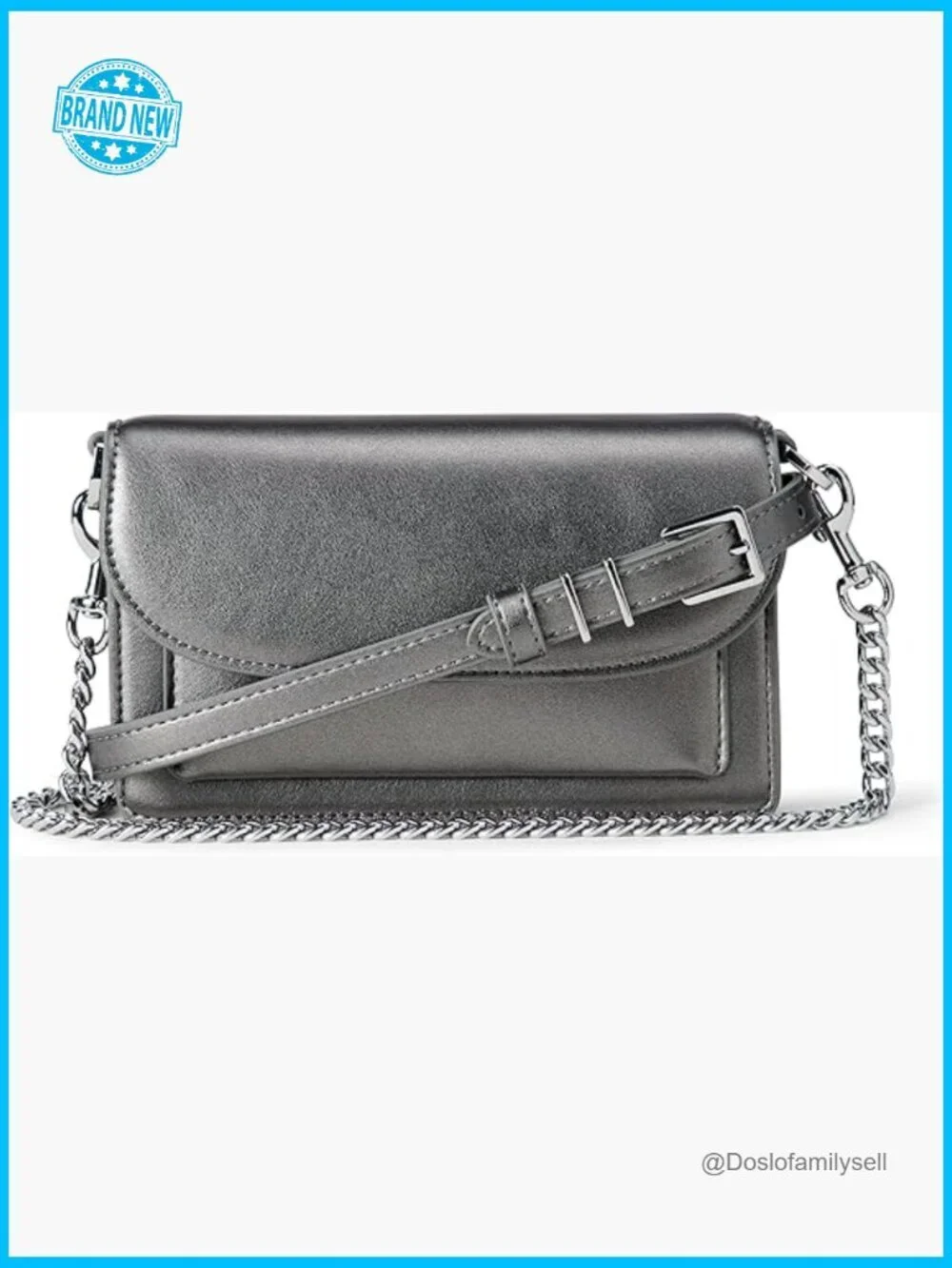 Convertible Crossbody Clutch Bag with Interchangeable Straps - Faux Leather